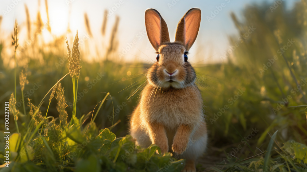 Rabbit in the grass, capturing the essence of wildlife in a natural setting. Rabbit in the grass, capturing the essence of wildlife in a natural setting.