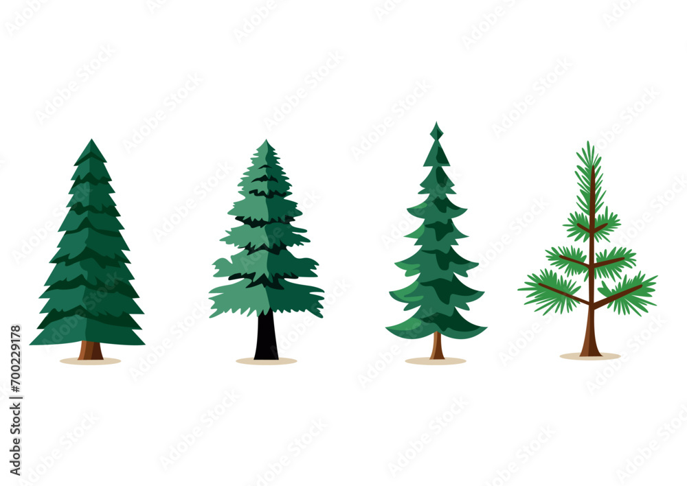 Christmas trees set vector illustration