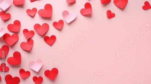 papercut heart shape on pink background for valentine festival concept. generative ai