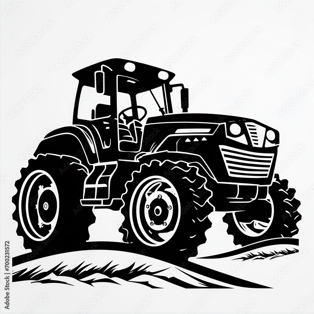 a black tractor on a white background