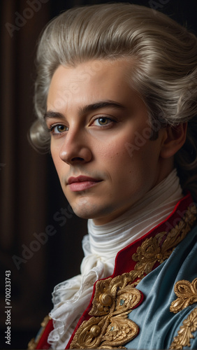 Realistic portrait of Austrian composer Wolfgang Amadeus Mozart