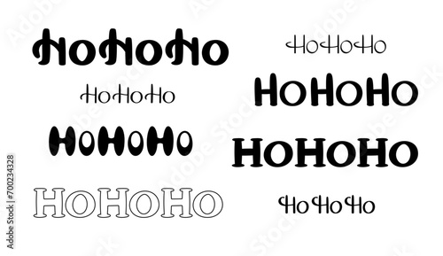 Ho ho ho Christmas holiday traditional Santa Claus laugh festive handwritten single line lettering vector illustration, season greeting text design element for greeting card, postcards, poster, banner