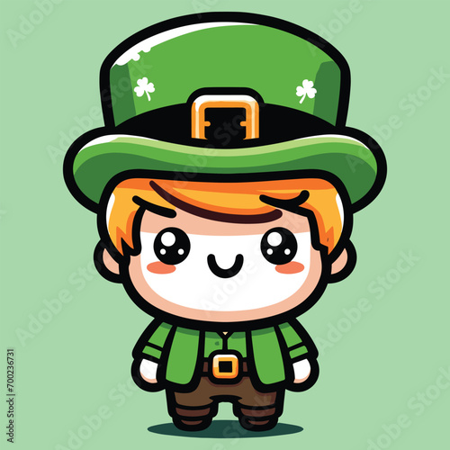 Free vector cute boy celebrate St Patrick's day cartoon vector flat isolated illustration