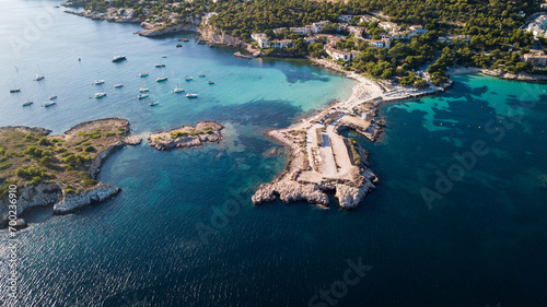 SPAIN - MALLORCA Drone view for a beautiful 
mediterranean bay photo