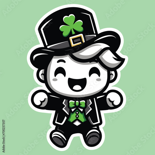 Free vector cute boy celebrate St Patrick's day cartoon vector flat isolated illustration