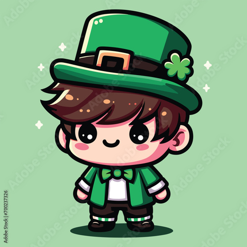 Free vector cute boy celebrate St Patrick's day cartoon vector flat isolated illustration