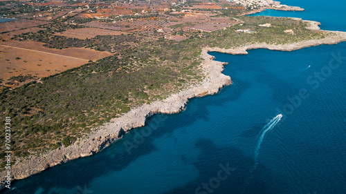 SPAIN - MALLORCA Drone view for a beautiful mediterranean bay