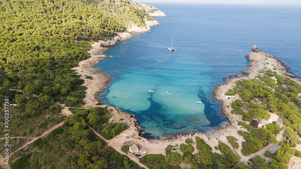 SPAIN - MALLORCA Drone view for a beautiful 
mediterranean beach