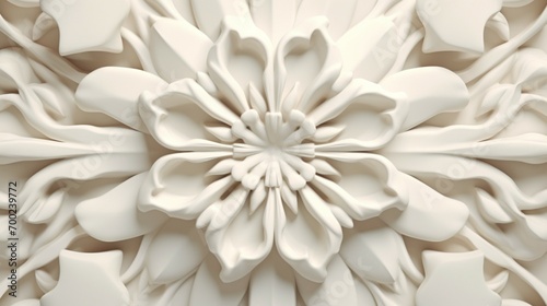 White tile with a floral design on the top (1) Ai Generative © Lucky