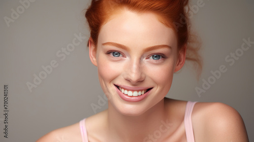 Youthful Charm: Smiling 25-Year-Old Ginger Beauty