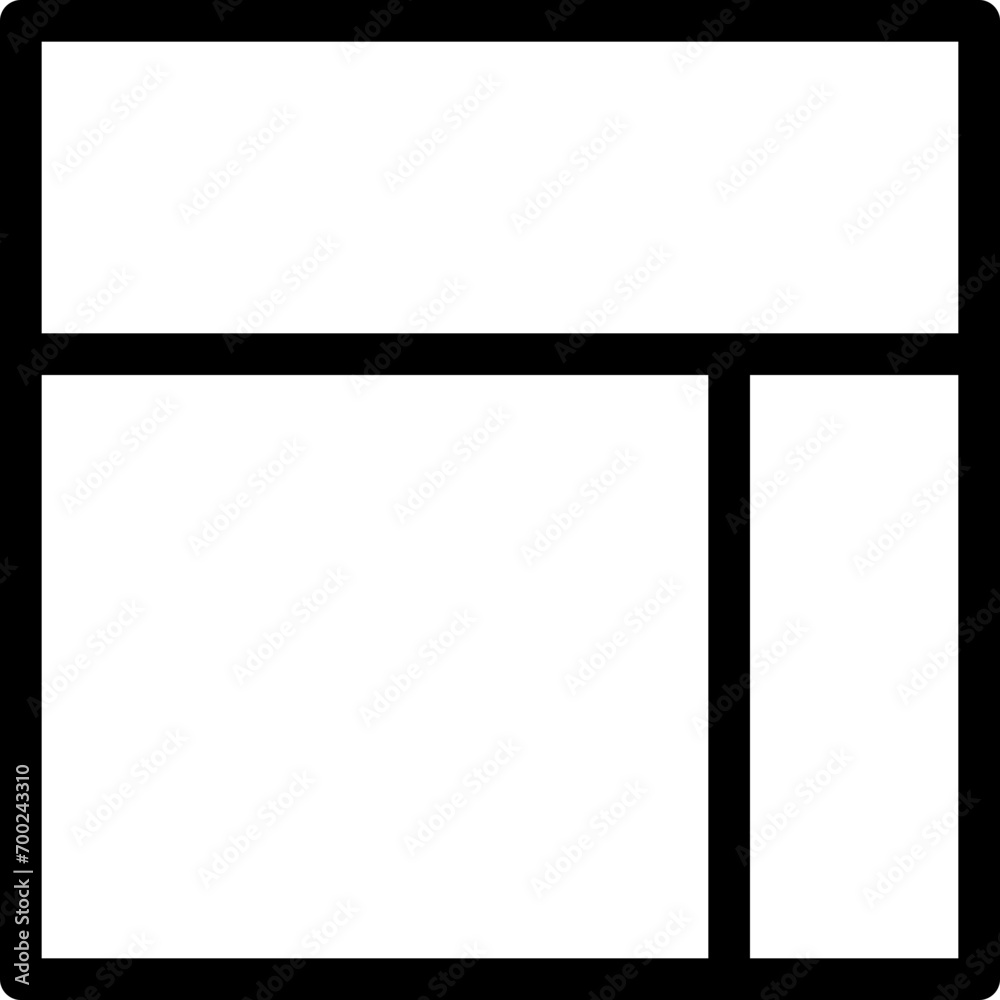Website header with right sidebar icon in outline. Simple layout grids vector illustration — pixel-perfect icon. Website header with right sidebar icon in outline. Simple layout grids vector illustration — pixel-perfect icon.