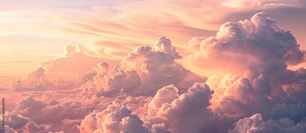 Banner for social media with pink sky and clouds.