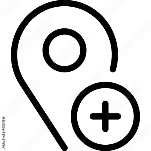 Add location icon in outline style. Simple map pin vector illustration — pixel-perfect icon.