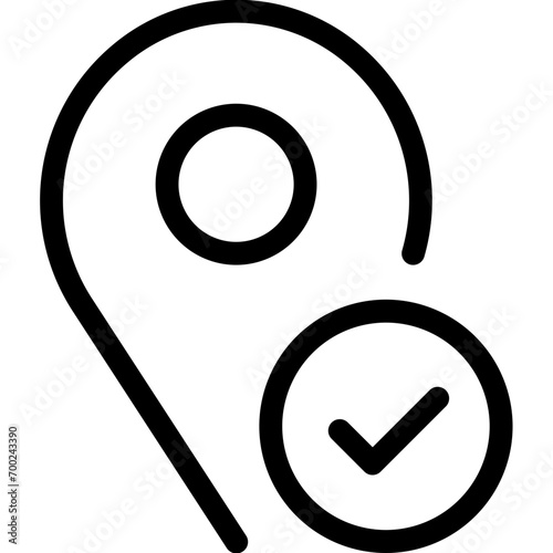 Verified location icon in outline style. Simple map pin vector illustration — pixel-perfect icon.