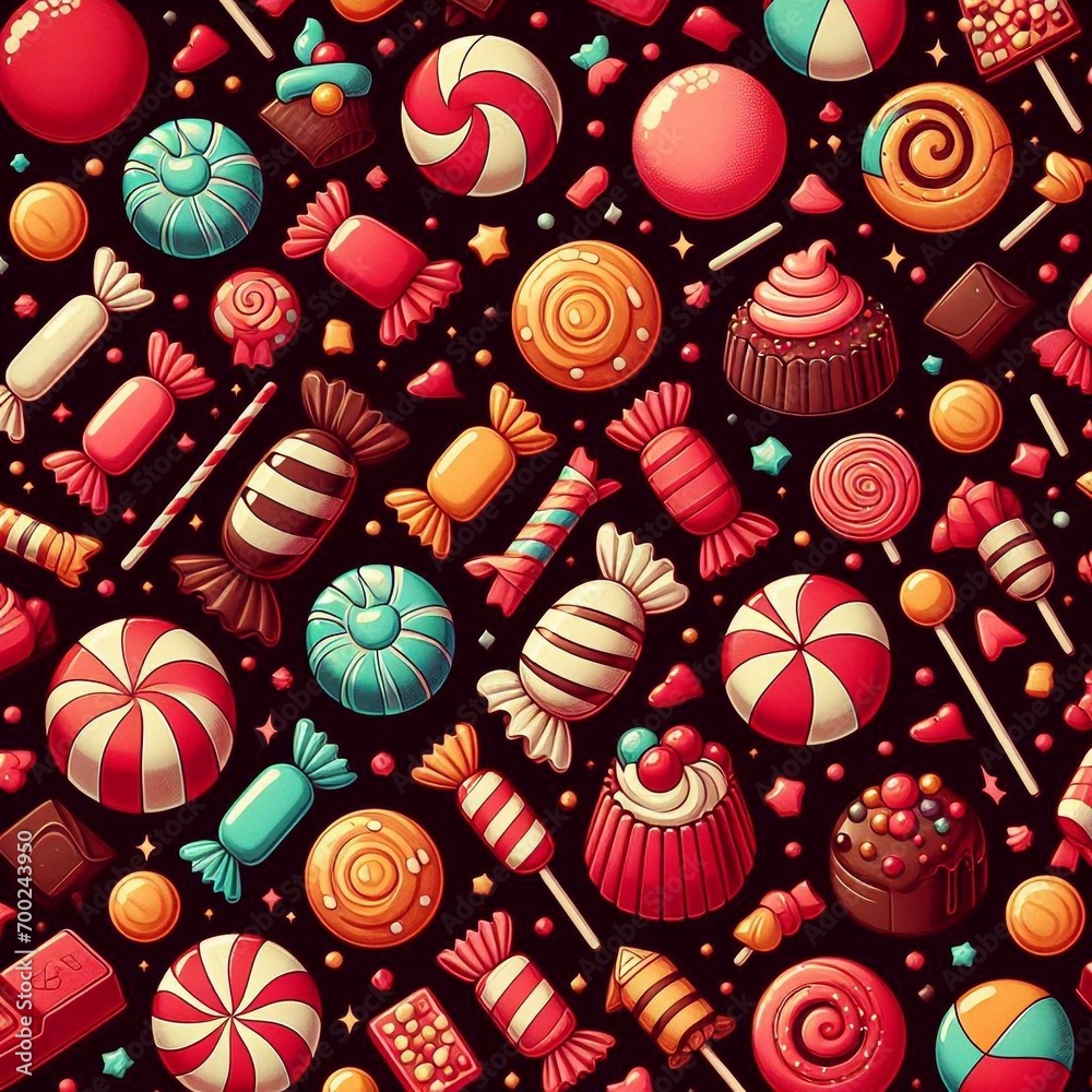Sweets candies background. AI generated illustration