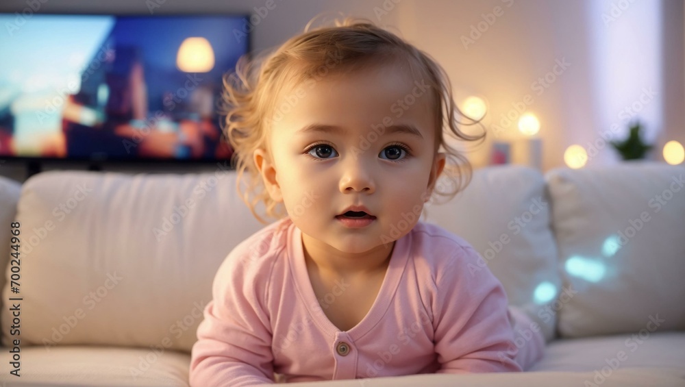 A little girl in a pink shirt watches curiously. A little girl in a pink shirt watches curiously.