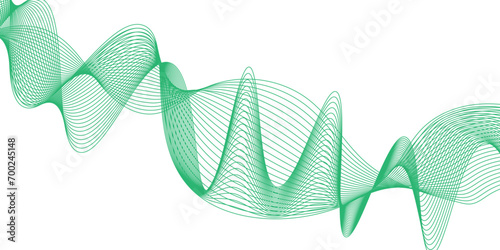 Abstract colorful wave element for design. Digital frequency track equalizer.  Creative line art. Sound wave rhythm. green and white background abstract, vector blurred soft blend color background.