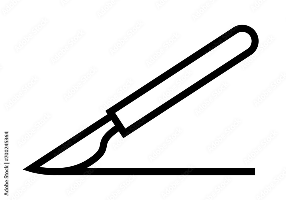 Icono negro de bisturí en fondo blanco.