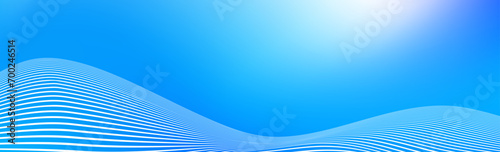Abstract white wave lines on blue gradient background. Wide banner with curve liquid stripes. Frame border concept for footer, poster, brochure, website, cover, header, flyer. Turquoise vector footer