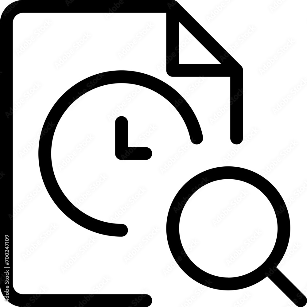 Clock file search icon in outline style. Simple document vector illustration — pixel-perfect icon. Clock file search icon in outline style. Simple document vector illustration — pixel-perfect icon.