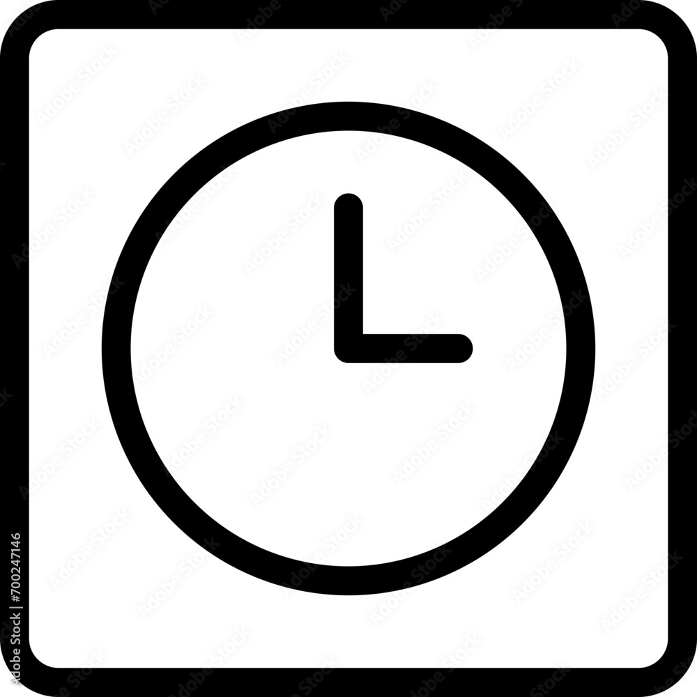Square clock icon in outline style. Simple time vector illustration — pixel-perfect icon. Square clock icon in outline style. Simple time vector illustration — pixel-perfect icon.