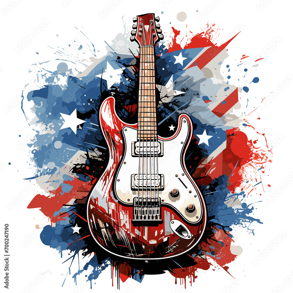 An illustration a patriotic Liberia guitar, Isolated On Transparent, PNG, HD