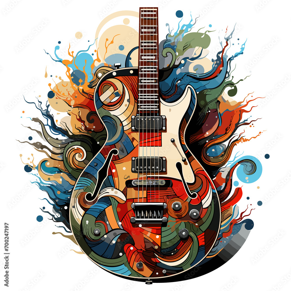 An illustration a patriotic Madagascar guitar, Isolated On Transparent, PNG, HD