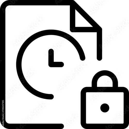 File clock lock icon in outline style. Simple document vector illustration — pixel-perfect icon. photo