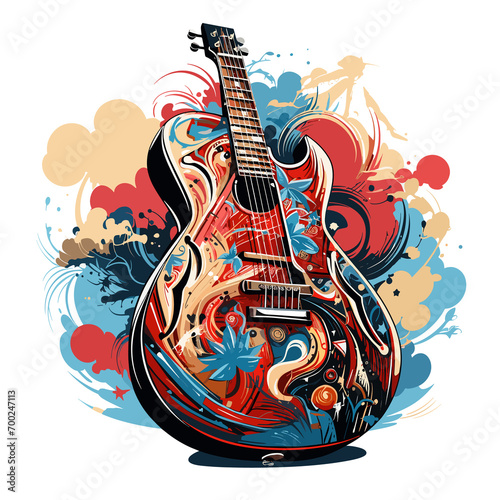 An illustration a patriotic Kenya guitar, Isolated On Transparent, PNG, HD