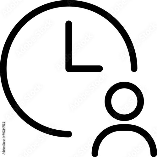 Clock user icon in outline style. Simple time vector illustration — pixel-perfect icon.