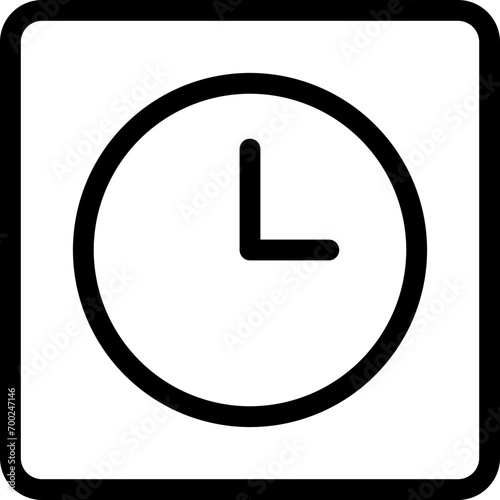 Square clock icon in outline style. Simple time vector illustration — pixel-perfect icon.