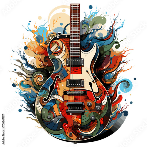 An illustration a patriotic Madagascar guitar, Isolated On Transparent, PNG, HD