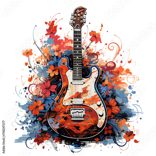 An illustration a patriotic Panama guitar, Isolated On Transparent, PNG, HD