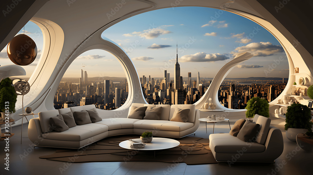 Naklejka premium Futuristic city apartment