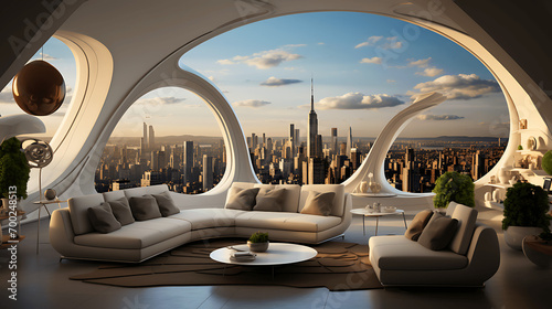 Futuristic city apartment photo