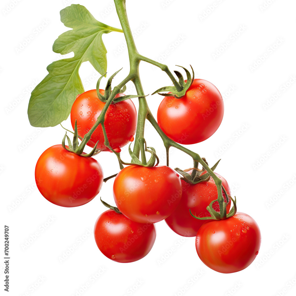 Fresh delicious tomatoes on branch, cut out