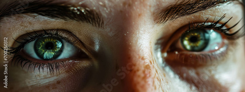 Close-up on the eyes - super macro shot ,wide angle shot - beautiful stare