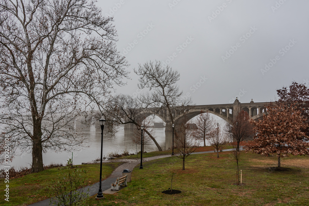 The River Trail on a Rainy and Foggy Day, Columbia Pennsylvania USA