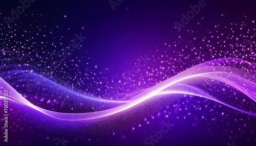 Digital purple particles wave and light abstract background with shining dots stars. Ai