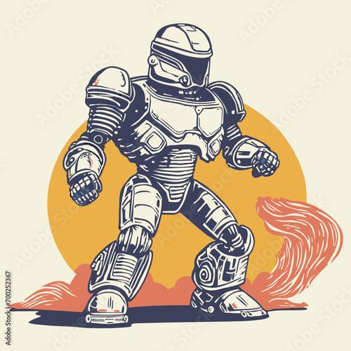 robot cop cyborg illustration for t shirt design