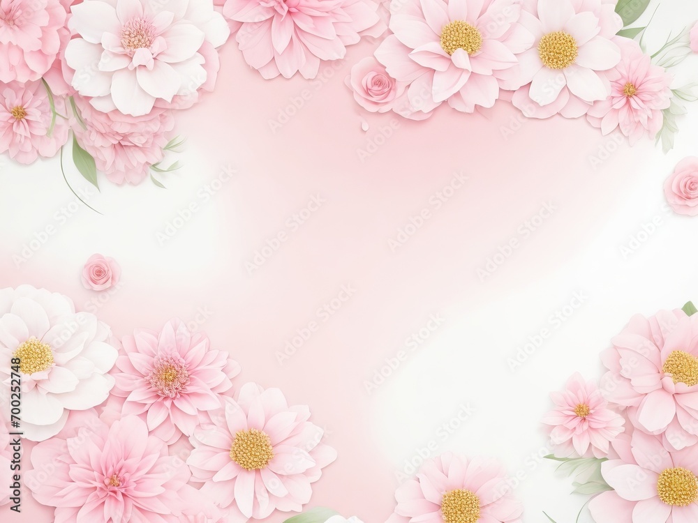 Beautiful pink background with roses, in soft tones.