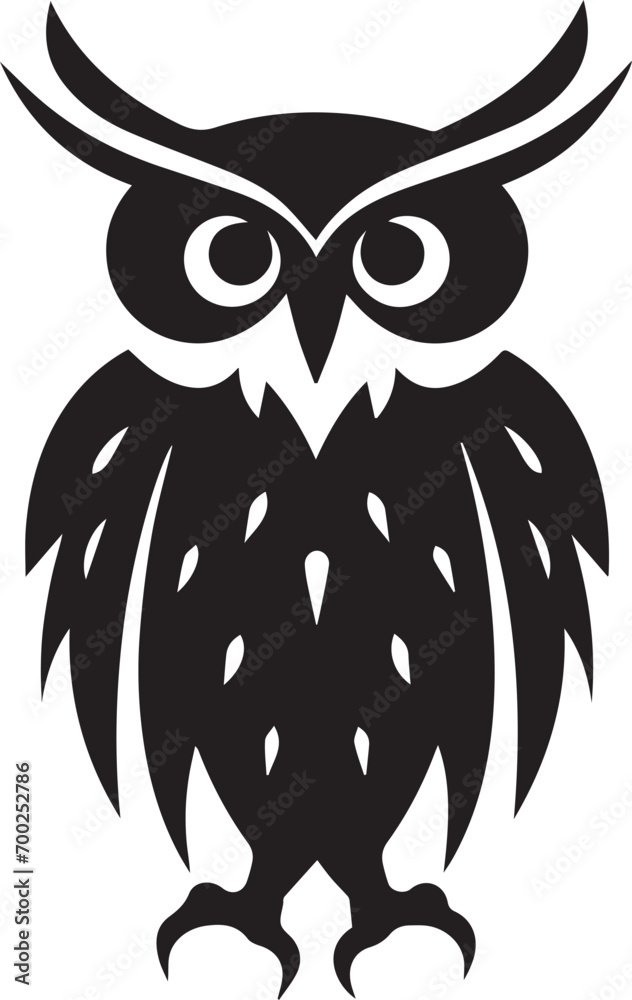 Fototapeta premium Owl black silhouette isolated on white background
