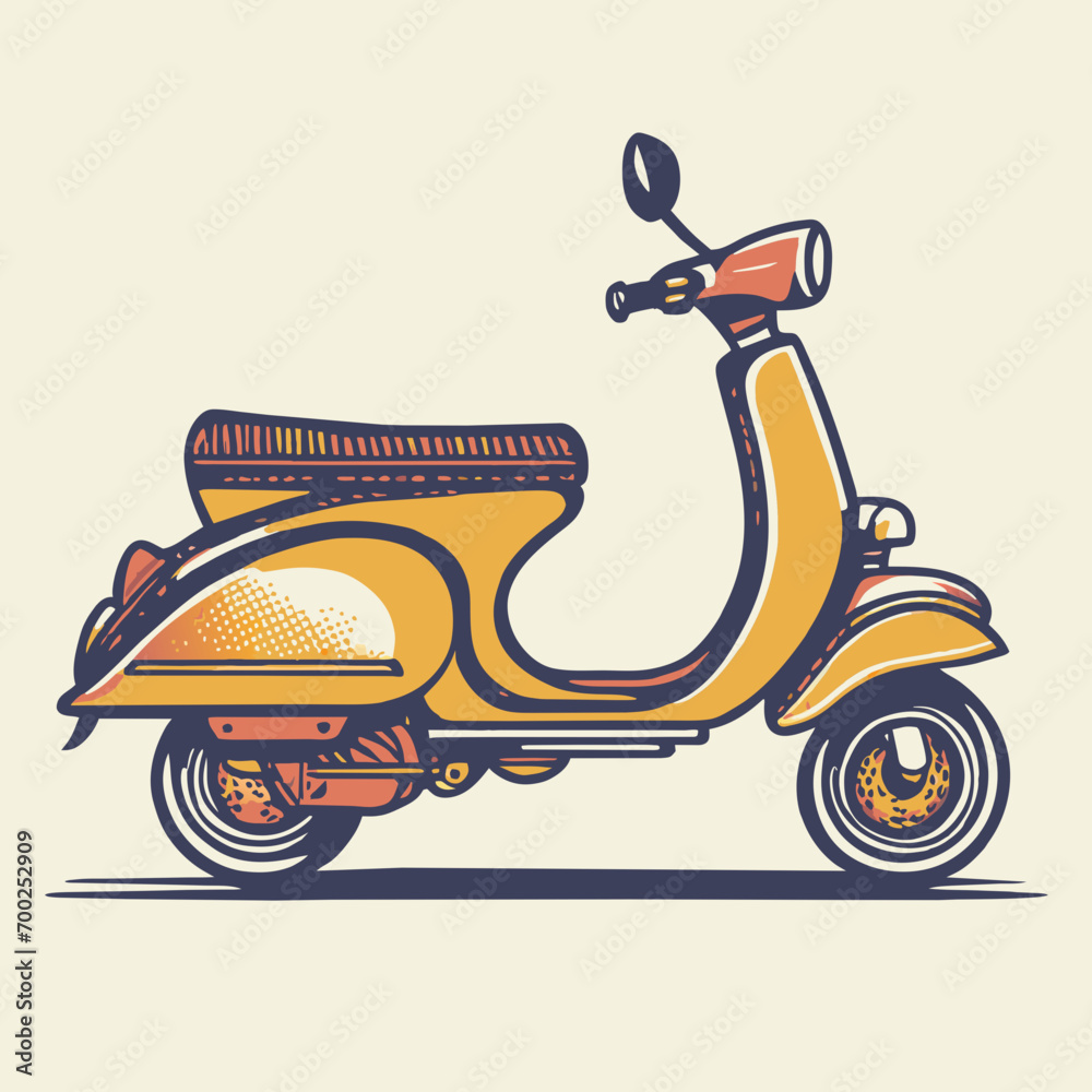 retro scooter illustration vector