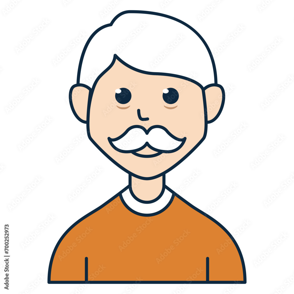 Old man wearing a brown t-shirt avatar illustration. Suitable for profile picture, member information, audience data, people infographic, and more Old man wearing a brown t-shirt avatar illustration. Suitable for profile picture, member information, audience data, people infographic, and more