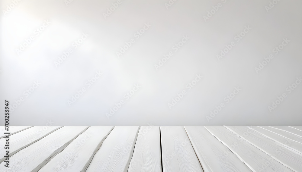 Empty modern White wooden with white backgrounds theme. Ai Generative Empty modern White wooden with white backgrounds theme. Ai Generative