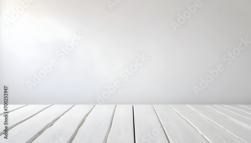 Empty modern White wooden with white backgrounds theme. Ai Generative 