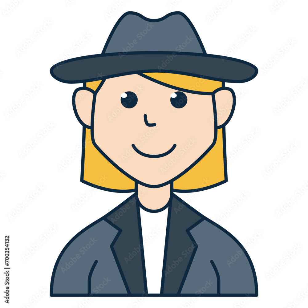 Blonde detective woman people avatar icon. Suitable for member profile pictures, team custom avatars, and more. Blonde detective woman people avatar icon. Suitable for member profile pictures, team custom avatars, and more.