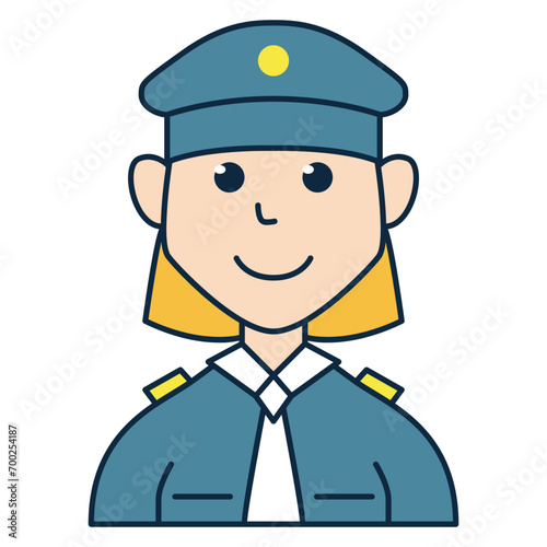 Blonde policewoman people avatar icon. Suitable for member profile pictures, team custom avatars, and more.