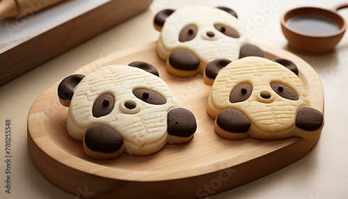 Create a set of 3D printed panda shaped cookie adorable panda themed cookie