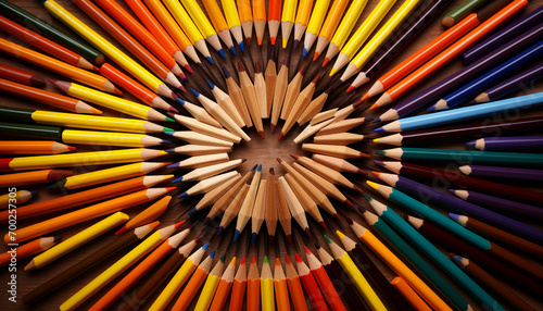 Illustrate a banner made of pencils  intertwined or arranged in a decorative way  suitable for educational or artistic themes-